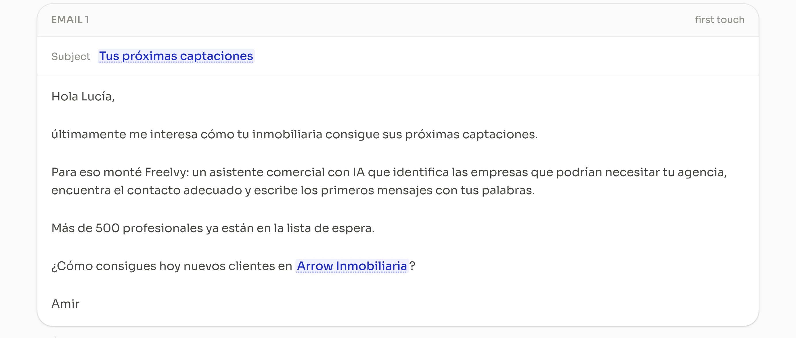 Una secuencia redactada, reescrita por lead, a la espera de aprobación