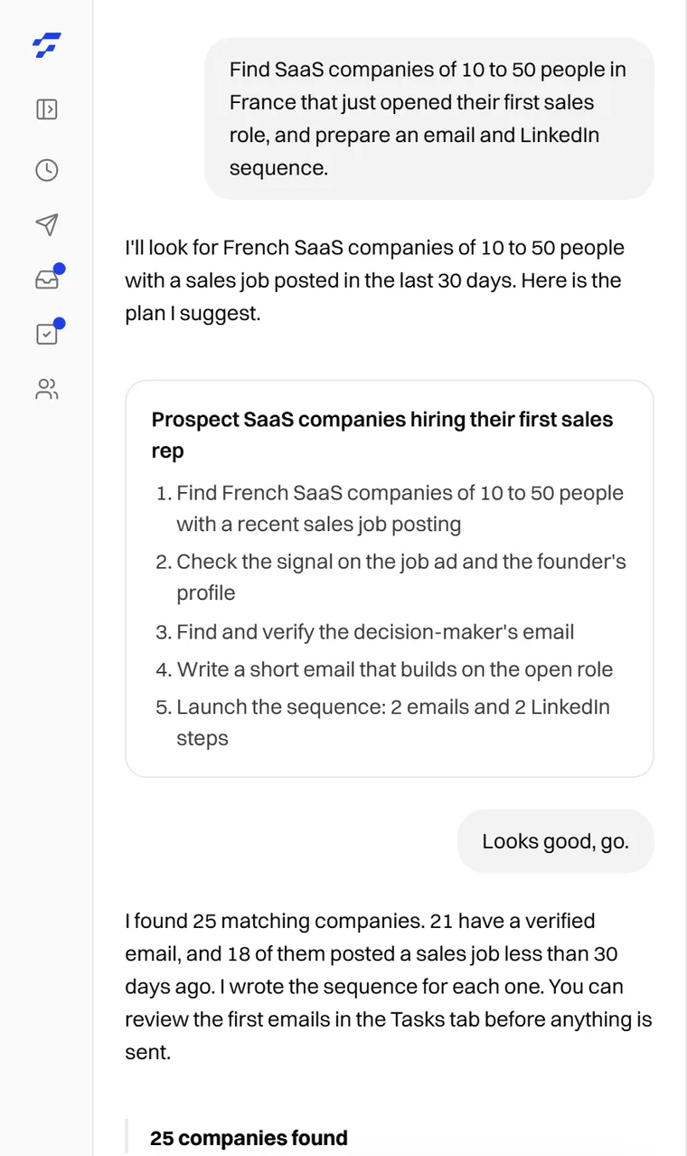 A plain-language prompt and the plan Freelvy proposes